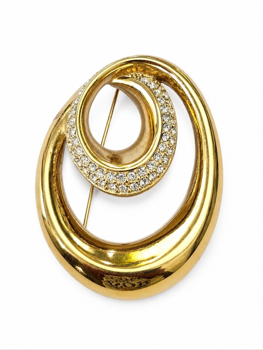 Givenchy Vintage Gold Tone Rhinestone Brooch Pin StampedDesigner Statement